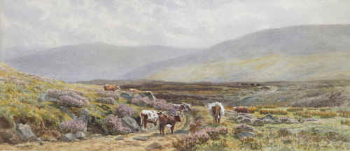 William Snell Morrish 1844 - 1917"Cattle grazing on Dartmoor 2"