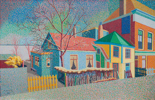 Cornelis.W.J. Cees Witters 1899 - 1981 "Gezicht op huizen in een stad"