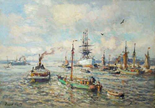 Evert Moll 1878 - 1955 "Haven van Rotterdam"