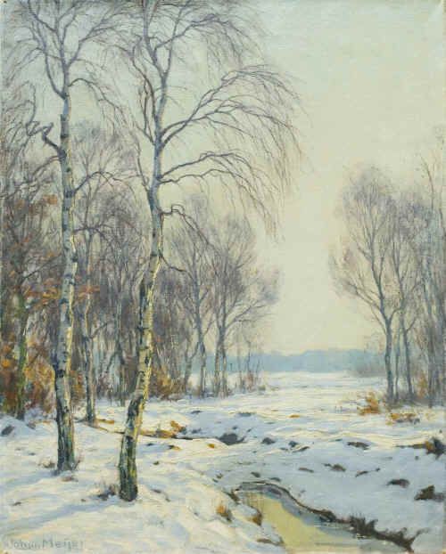 Johannes (Johan ) Meijer 1885-1970 "Bos in de winter met sneeuw"